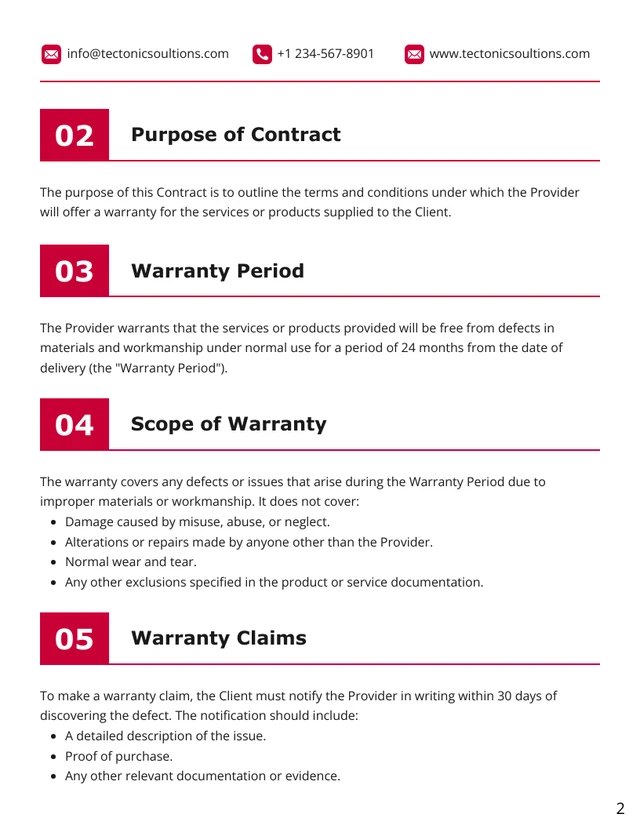 Warranty Contract Template - page 2