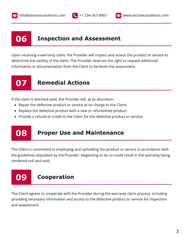 Warranty Contract Template - page 3