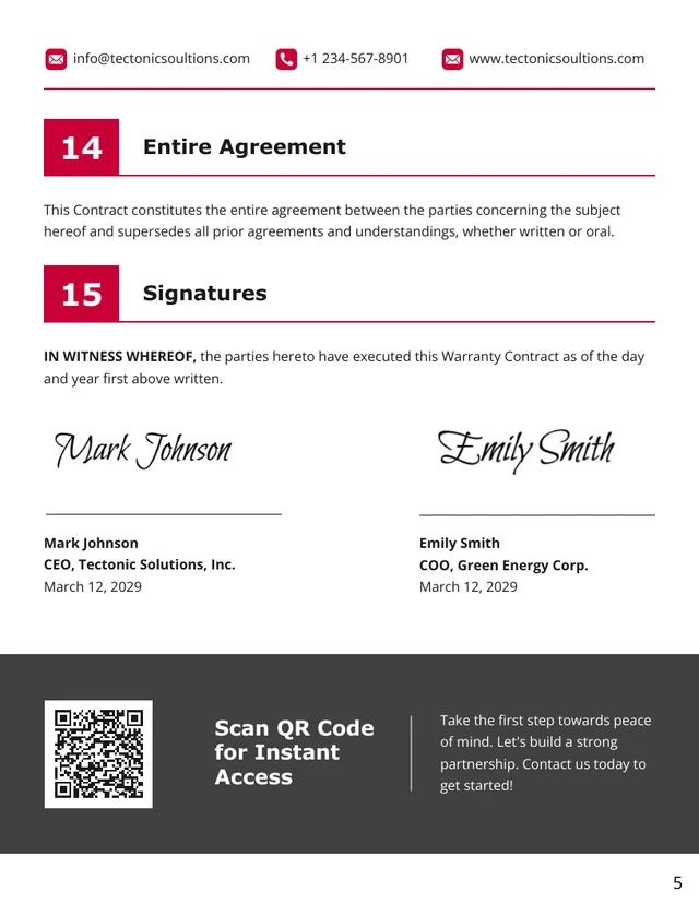 Warranty Contract Template - page 5