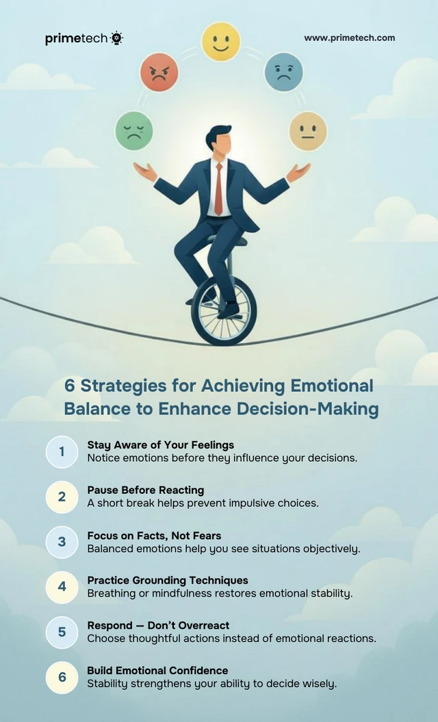 6 stratégies pour l'équilibre émotionnel - Modèle d'infographie