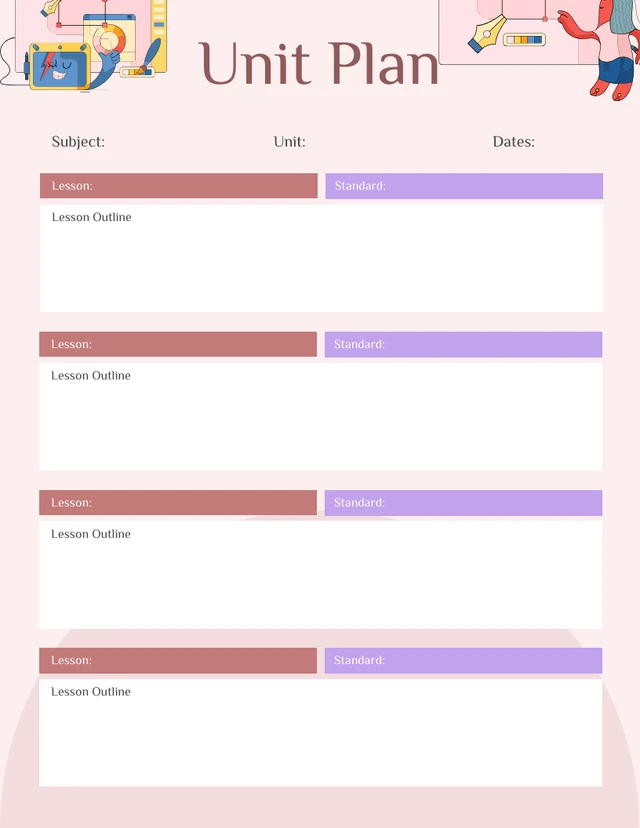 Pink Unit Plan Format Template Venngage