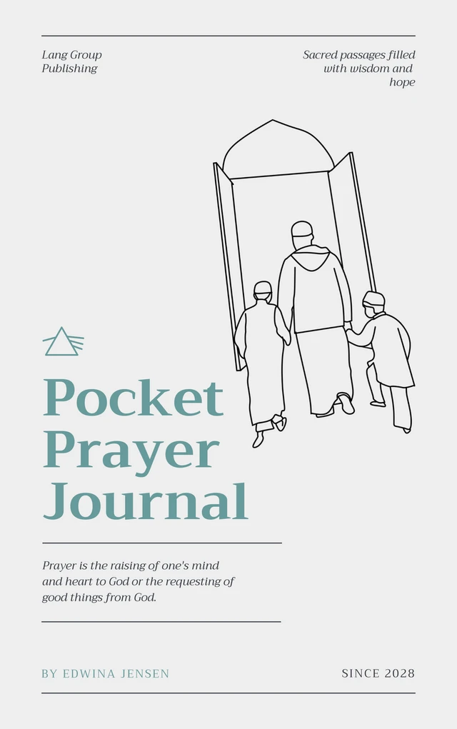Grey Simple Illustration Pocket Prayer Journal Book Cover Template
