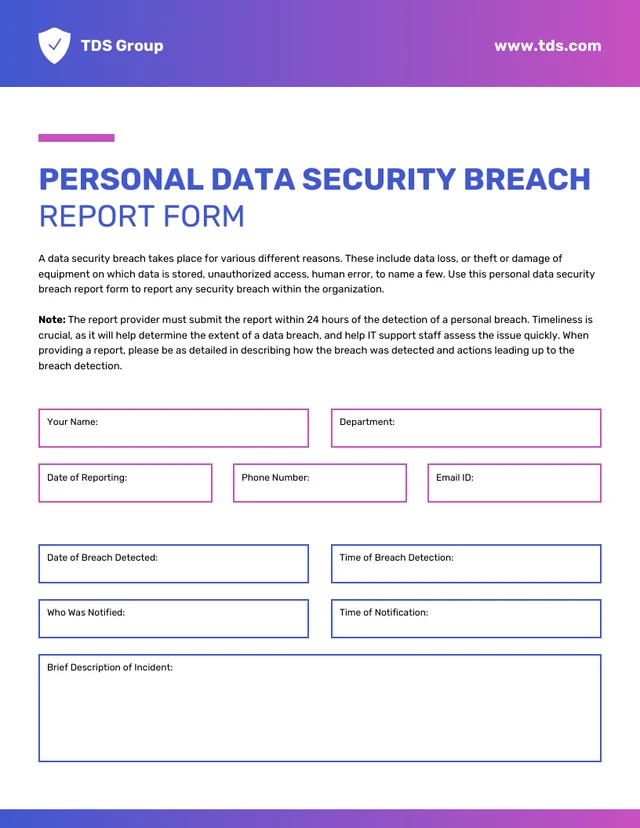Security Breach Incident Report - Page 1