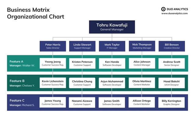 Business Matrix Organizational Chart Template