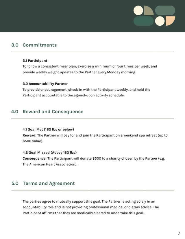 Weight Loss Contract Template - page 2