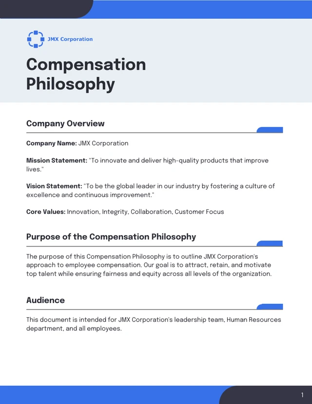 Compensation Philosophy Template - صفحة 1