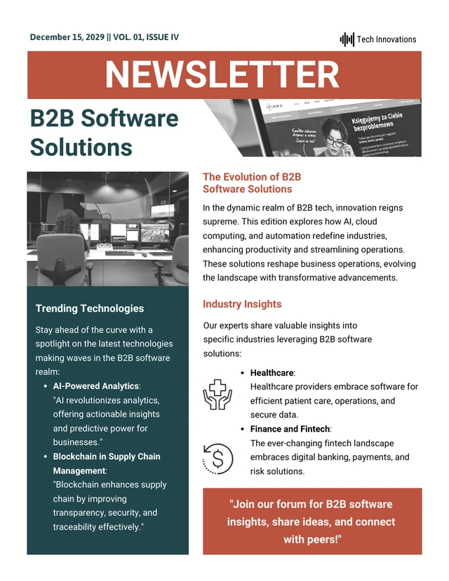 B2B Software Solutions Newsletter Template