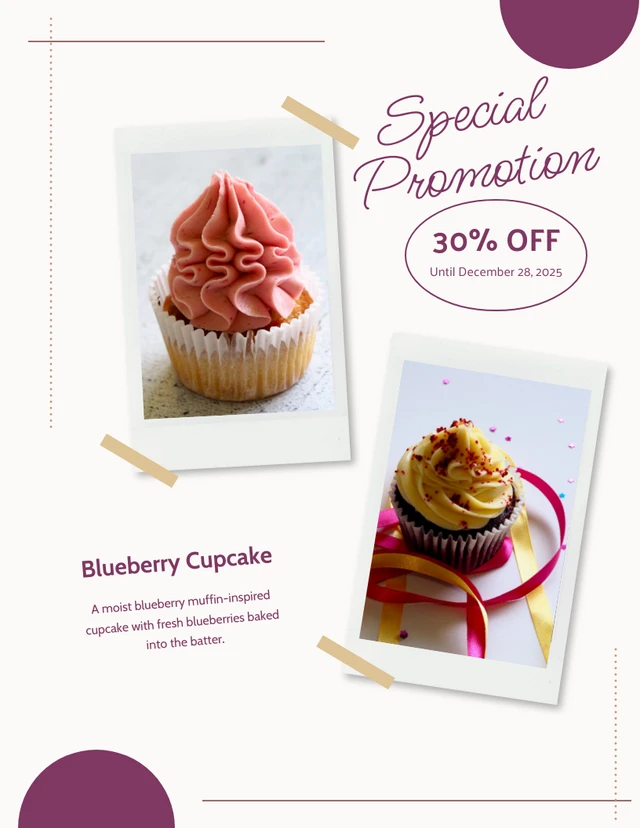 Purple Promotion Blueberry Cupcake Template