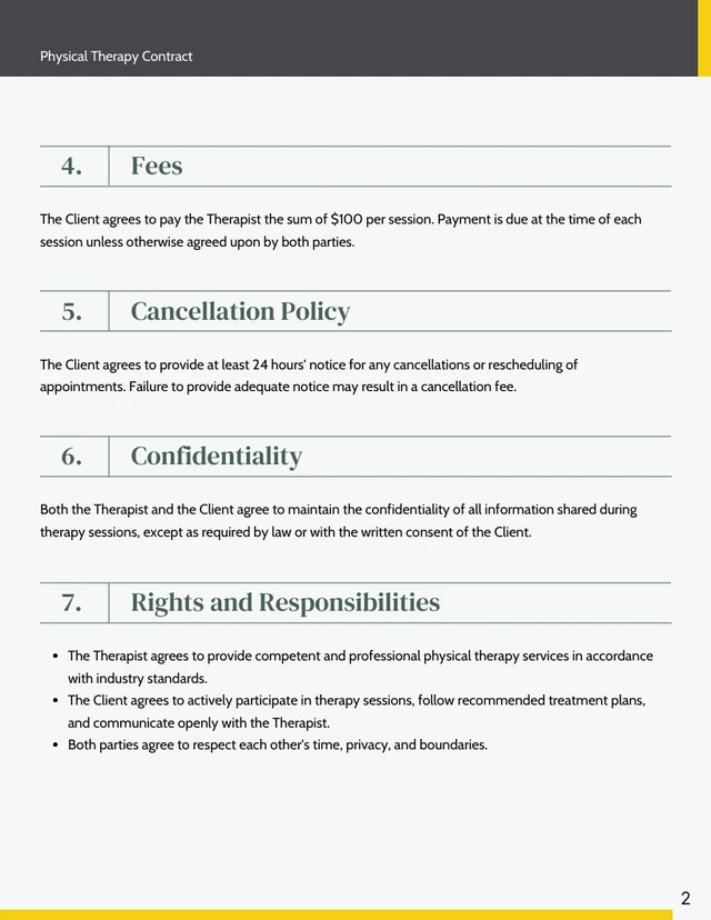 Physical Therapy Contract Template - Page 2