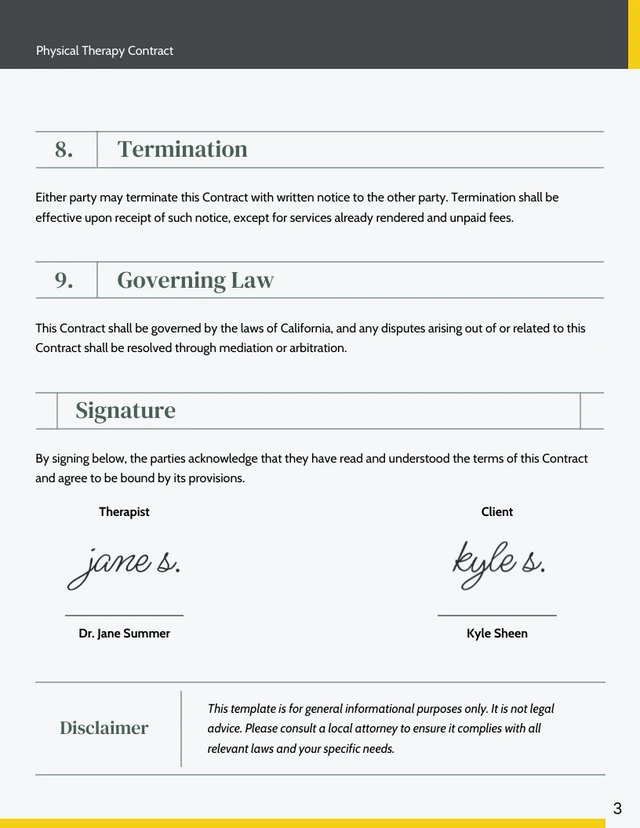 Physical Therapy Contract Template - Page 3