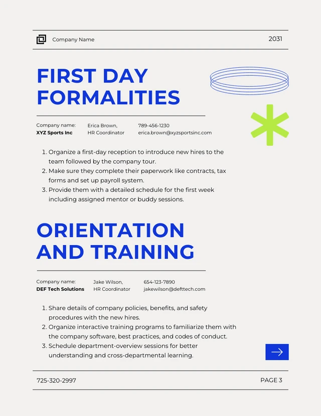 White Blue And Neon Green Onboarding Plan - Page 3