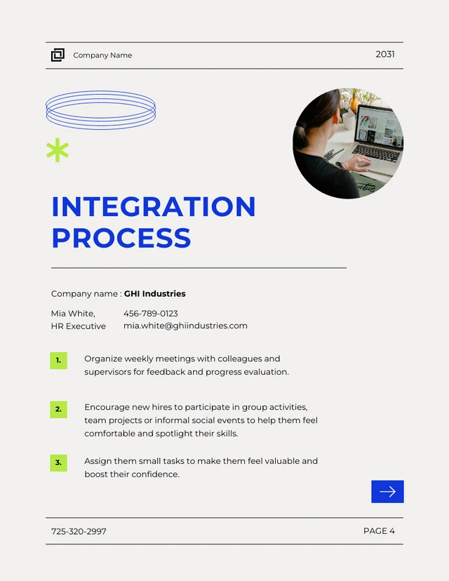 White Blue And Neon Green Onboarding Plan - Page 4