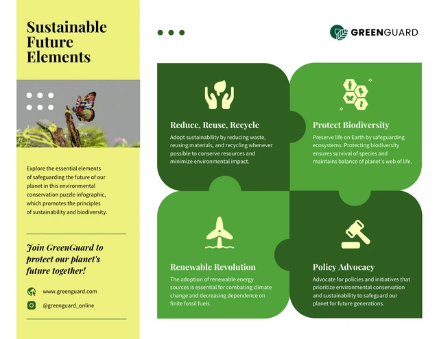 Plantilla de infografía de rompecabezas de elementos de futuro sostenible