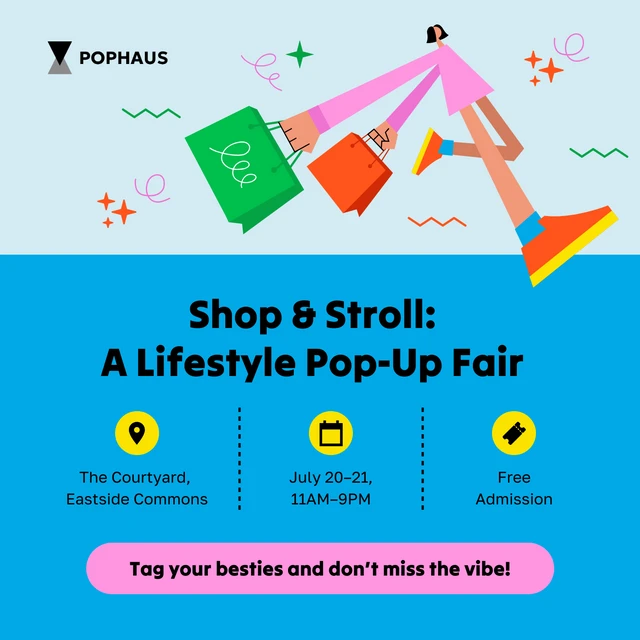 Modello di annuncio Facebook per la promozione di un evento di mercato pop-up