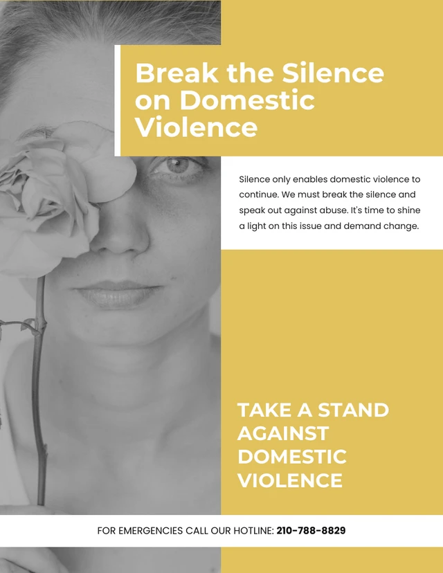 Yellow  Grayscale Silence Domestic Violence
