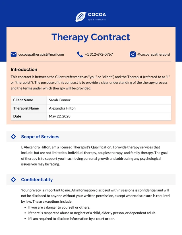 Therapy Contract Template - Pagina 1