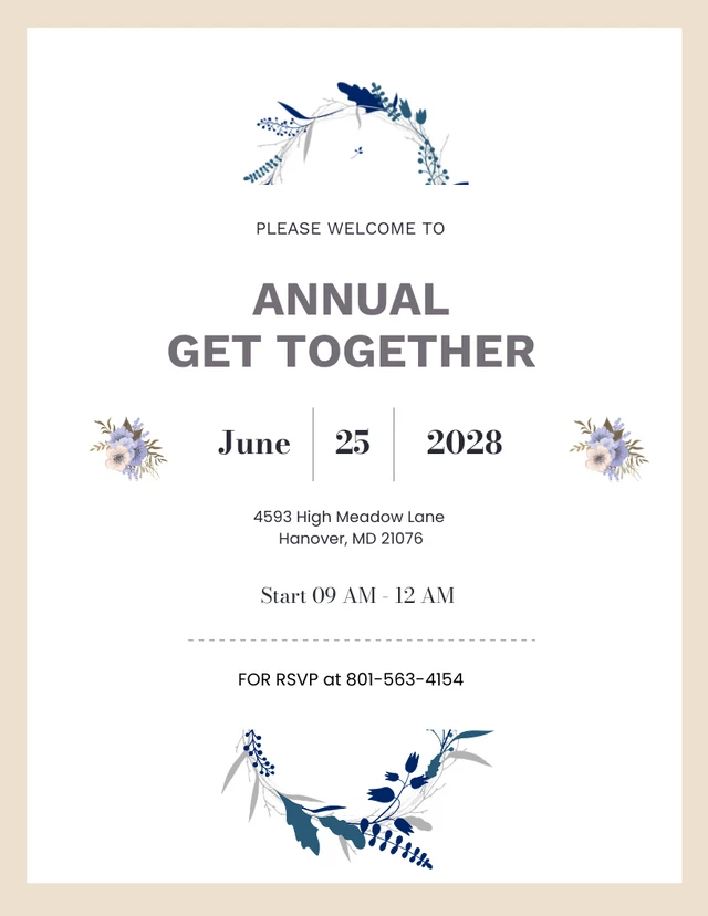 Chocolate Flora Get Together Invitations Template