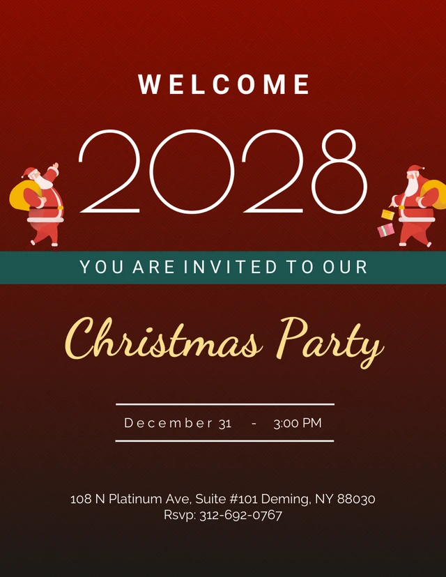 Red White Modern Design Christmas Party Template