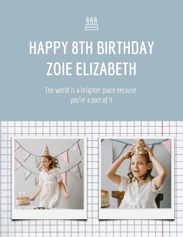 Light Blue And White Minimalist Pattern Birthday Collages Template