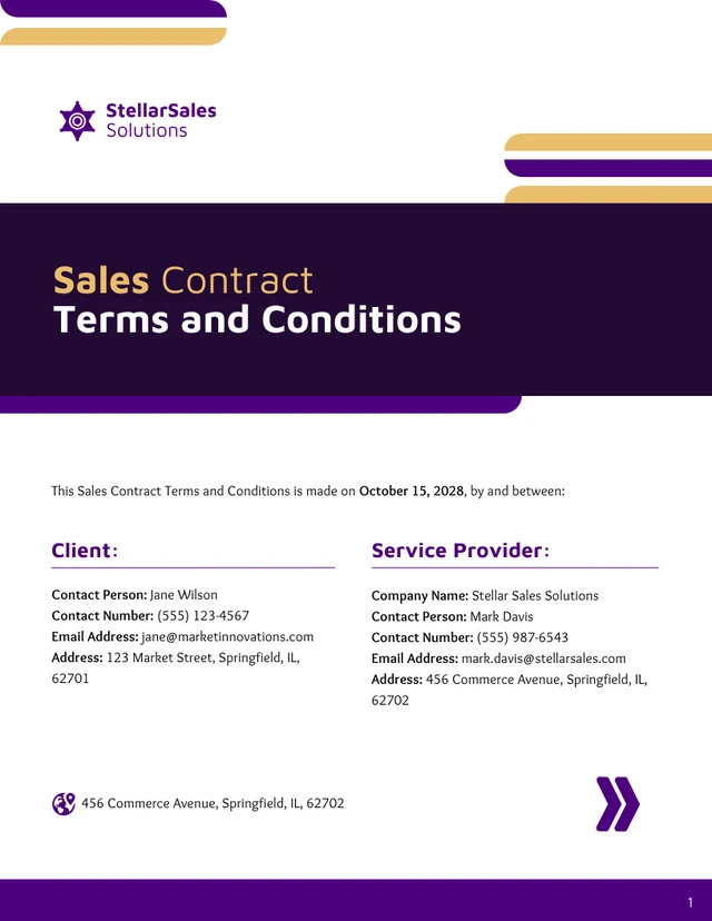 Sales Contract Terms And Conditions Template - Page 1