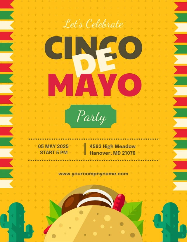 Red Green Yellow Cinco De Mayo Party  Template