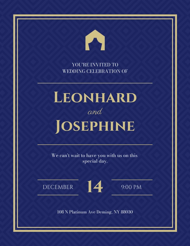 Blue And Gold Simple Formal Invitation Template