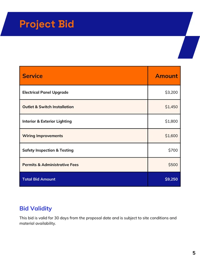 Electrical Bid Proposal Template - صفحة 5