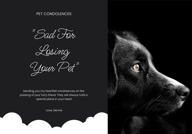 Grey Pet condolences Sympathy card Template