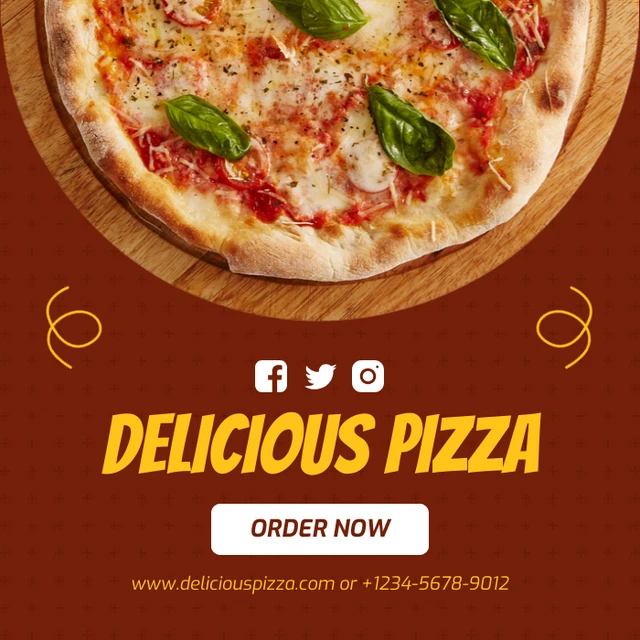 Red And Yellow Classic Delicious Pizza Instagram Banner