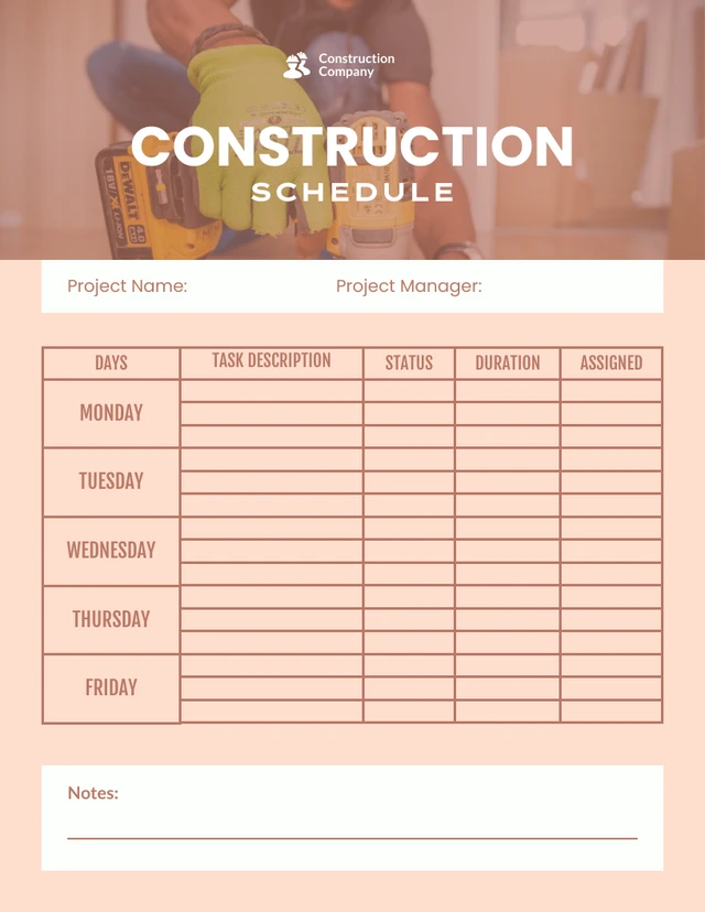 Cream Simple Construction Schedule Template Venngage