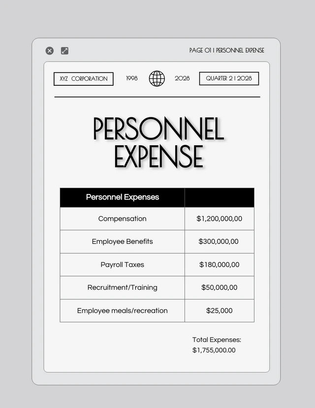 Webpage Display Minimalist Expense Report - Page 2