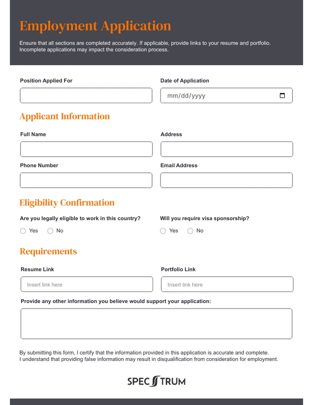 Candidate Application Form Template