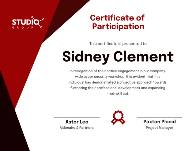 Modern Red Professional Certificate Template