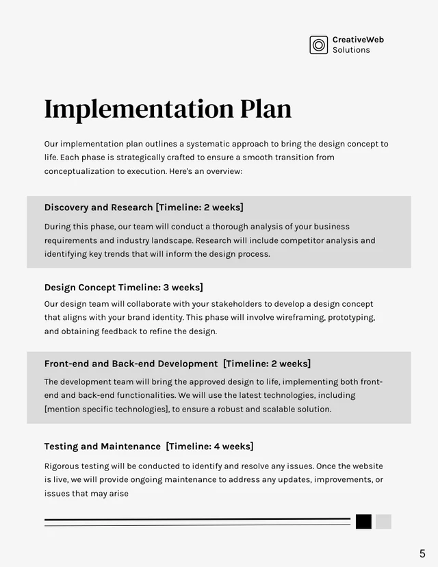 Web Design Proposal - Page 5
