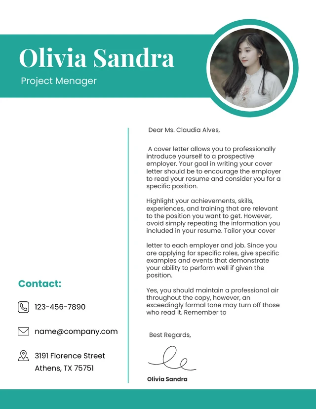 White And Teal Simple Sales Letter Template