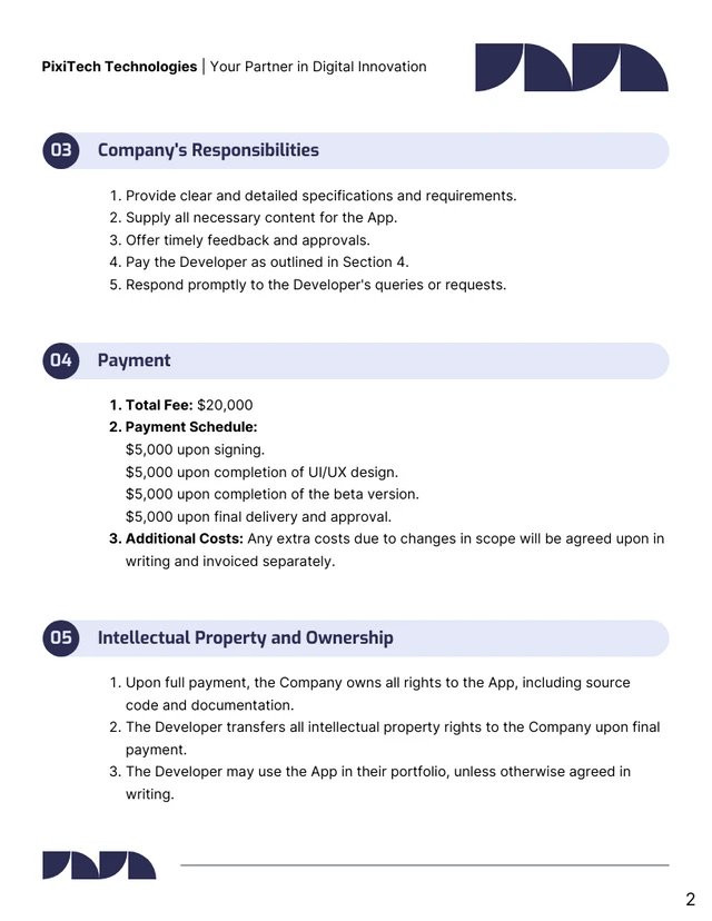 App Development Contract Template - Página 2