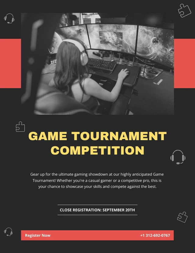 Black And red Game Tournament Competition Flyer Template Template