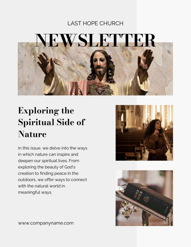 Minimalist And Modern Ivory Church Newsletter
