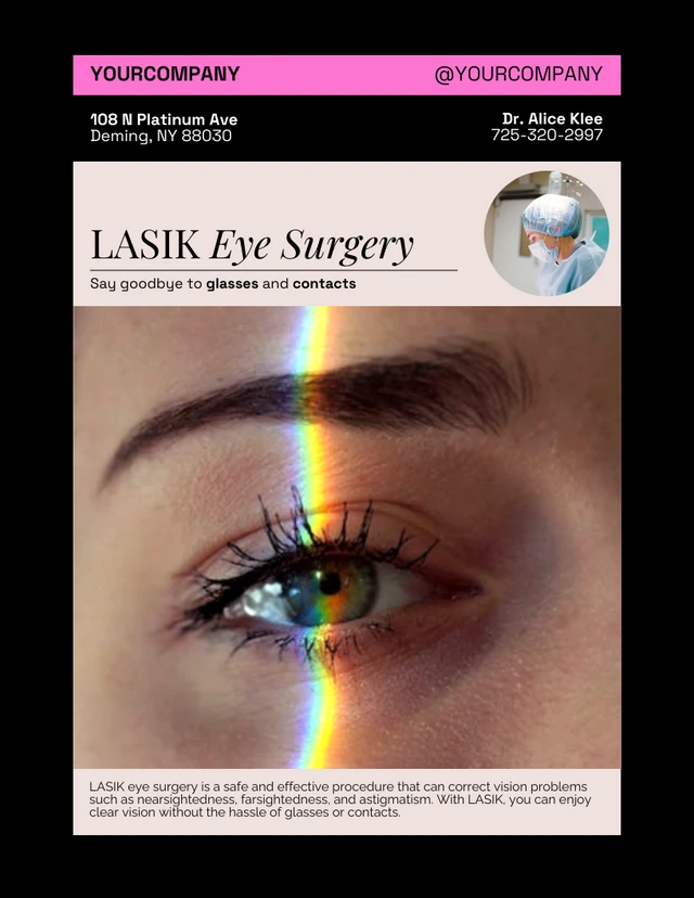 Modelo de pôster preto para cirurgia ocular LASIK
