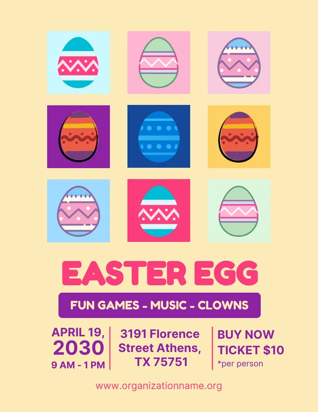Light Yellow Fun Playful Easter Egg Poster Template