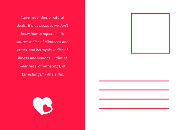 Red Minimalist Geometric Love Postcard - Page 2