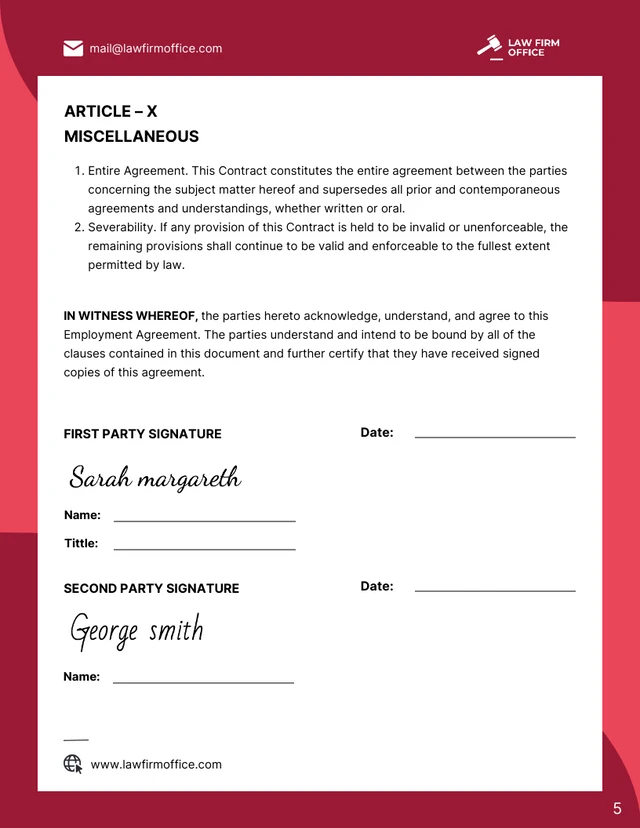 Attorney Employment Contract Template - Página 5