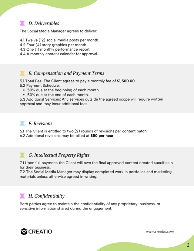 Freelance Social Media Contract Template - صفحة 2