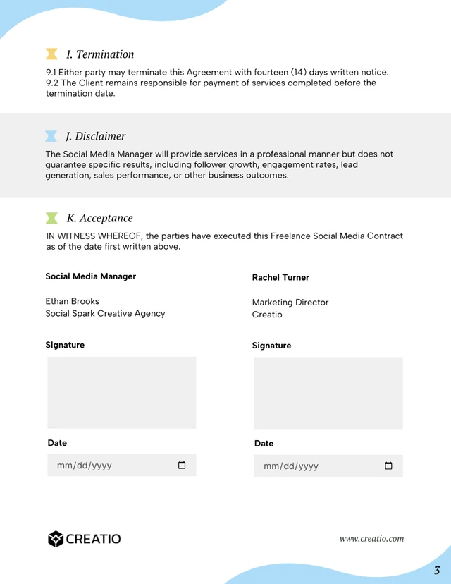 Freelance Social Media Contract Template - صفحة 3