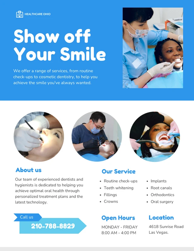 Blue and White Dental Clinic Poster Template