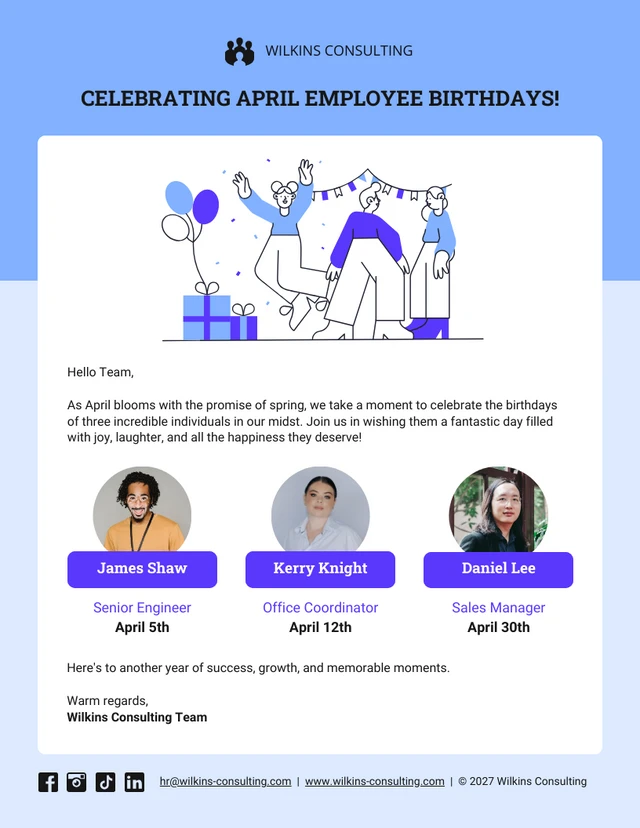 Plantilla personalizable de boletín informativo por correo electrónico de feliz cumpleaños