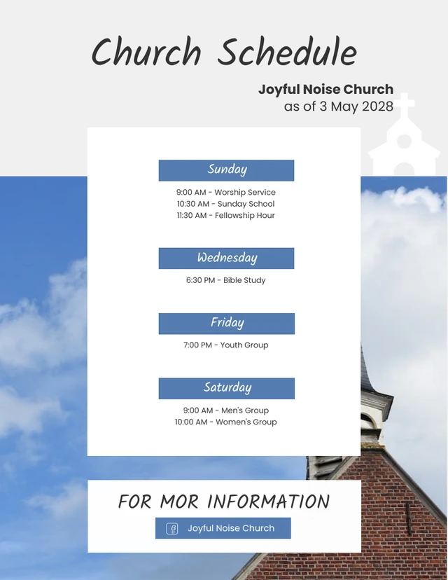 Simple Minimalist Church Schedule Poster Template
