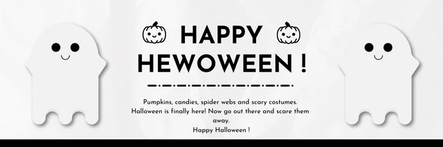 White And Black Modern Ghost Halloween Banner Template
