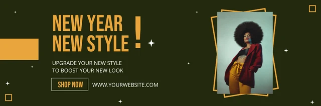 Orange And Green Deep Olive New Year Fashion Banner Template