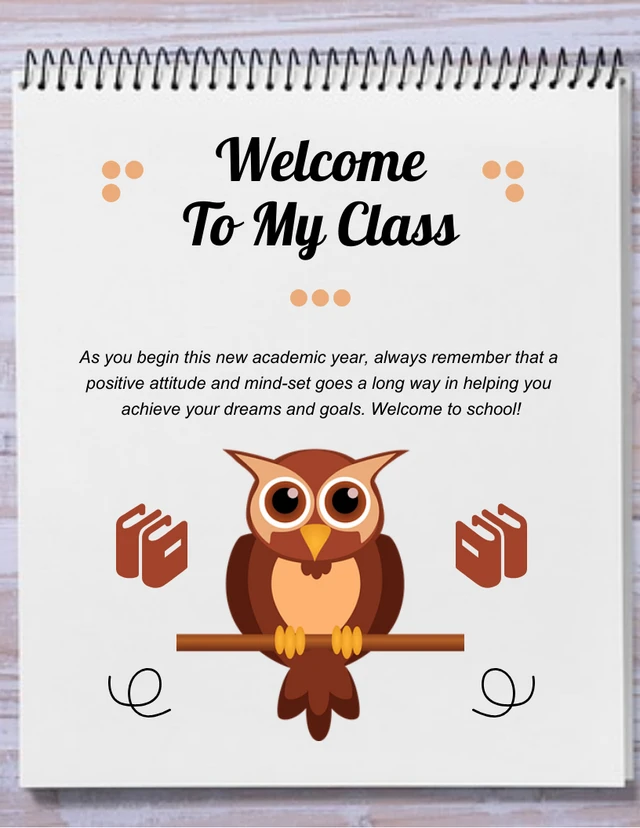 Light Grey Minimalist Illustration Classroom Welcome Poster Template